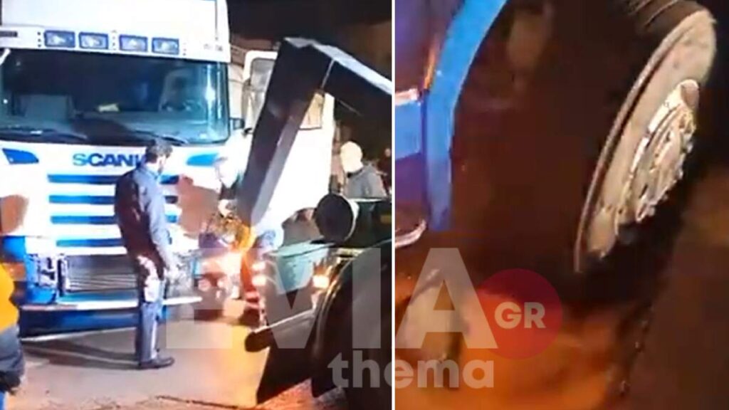 Χαλκίδα: Βυτιοφόρο έπεσε σε λακκούβα σπασμένου σωλήνα στον Καράμπαμπα (ΦΩΤΟ)