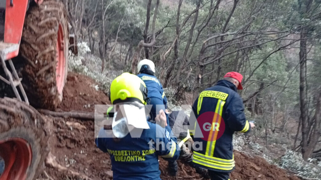 Δυστύχημα στην Εύβοια με ανατροπή αγροτικού μηχανήματος