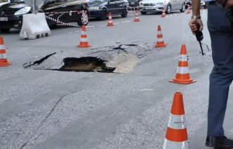 Καθίζηση στη λεωφόρο Μεγάλου Αλεξάνδρου