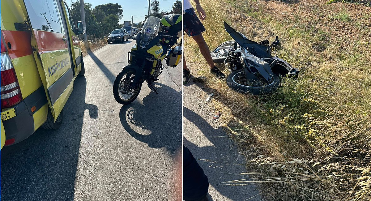 Αρτέμιδα: Τροχαίο με σύγκρουση ΙΧ και μηχανής