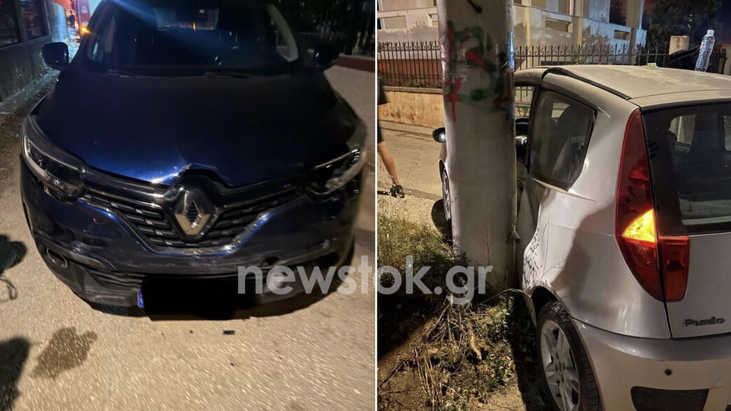 Σφοδρή σύγκρουση δύο αυτοκινήτων στην Εθνικής Αντιστάσεως