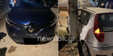 Σφοδρή σύγκρουση δύο αυτοκινήτων στην Εθνικής Αντιστάσεως