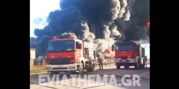 Εύβοια: Μεγάλη φωτιά σε εργοστάσιο πλαστικών στην Αυλίδα (ΦΩΤΟ - ΒΙΝΤΕΟ)