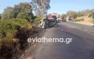 Τραγωδία στην Εύβοια: Μηχανή καρφώθηκε σε τζιπ που τυλίχθηκε στις φλόγες – Ένας νεκρός και τρεις τραυματίες (Εικόνες)
