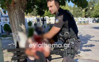 Εύβοια: Άγρια συμπλοκή στο νεκροταφείο Χαλκίδας - Του άνοιξαν το κεφάλι με φτυάρι, 6 συλλήψεις (Εικόνα)