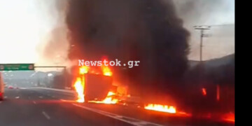 Αθηνών-Λαμίας: Φωτιά σε φορτηγό και καθυστερήσεις νωρίς το πρωί στις Αφίδνες