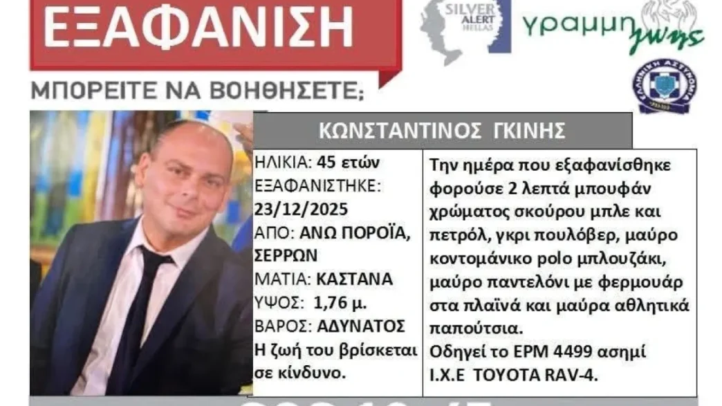 Συναγερμός στις Σέρρες: Αγνοείται ο Διοικητής του Πυροσβεστικού Κλιμακίου Πορροΐων – Σε εξέλιξη μεγάλη επιχείρηση