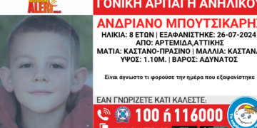 Amber Alert στην Αττική: Αγωνία για τον 8χρονο Αντριάνο που άρπαξε η μητέρα του – Η έκκληση από «Το Χαμόγελο του Παιδιού»