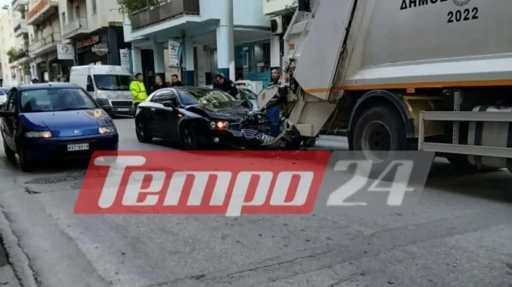 Πάτρα: ΙΧ «καρφώθηκε» σε απορριμματοφόρο – Στο νοσοκομείο υπάλληλος καθαριότητας