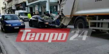 Πάτρα: ΙΧ «καρφώθηκε» σε απορριμματοφόρο – Στο νοσοκομείο υπάλληλος καθαριότητας