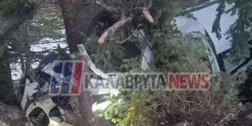 Σοκαριστικό τροχαίο στα Καλάβρυτα: Δείτε πώς σώθηκε η οδηγός μετά τη σφοδρή σύγκρουση σε έλατο