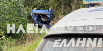 Ηλεία: Επεισοδιακή καταδίωξη με τραυματισμούς – Το αυτοκίνητο «καρφώθηκε» δίπλα σε σπίτι στο Βούναργο