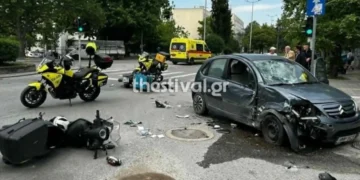 Θεσσαλονίκη: Σοβαρό ατύχημα με δύο μηχανές και ένα ΙΧ στην Αγίου Δημητρίου