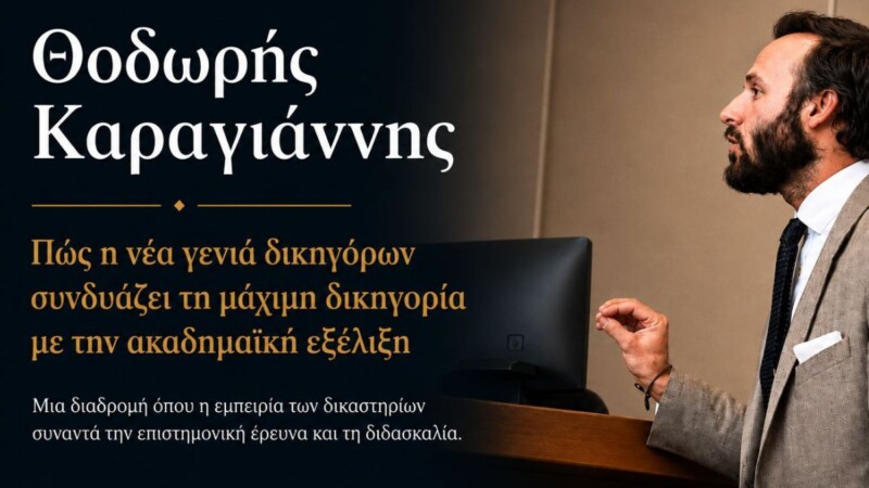 Θοδωρής Καραγιάννης: Πώς η νέα γενιά δικηγόρων συνδυάζει τη μάχιμη δικηγορία με την ακαδημαϊκή εξέλιξη